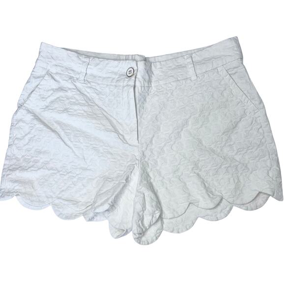 Crown & Ivy Textured Scalloped Shelby Shorts 12 White Vanilla Girl Cottagecore - Picture 1 of 9